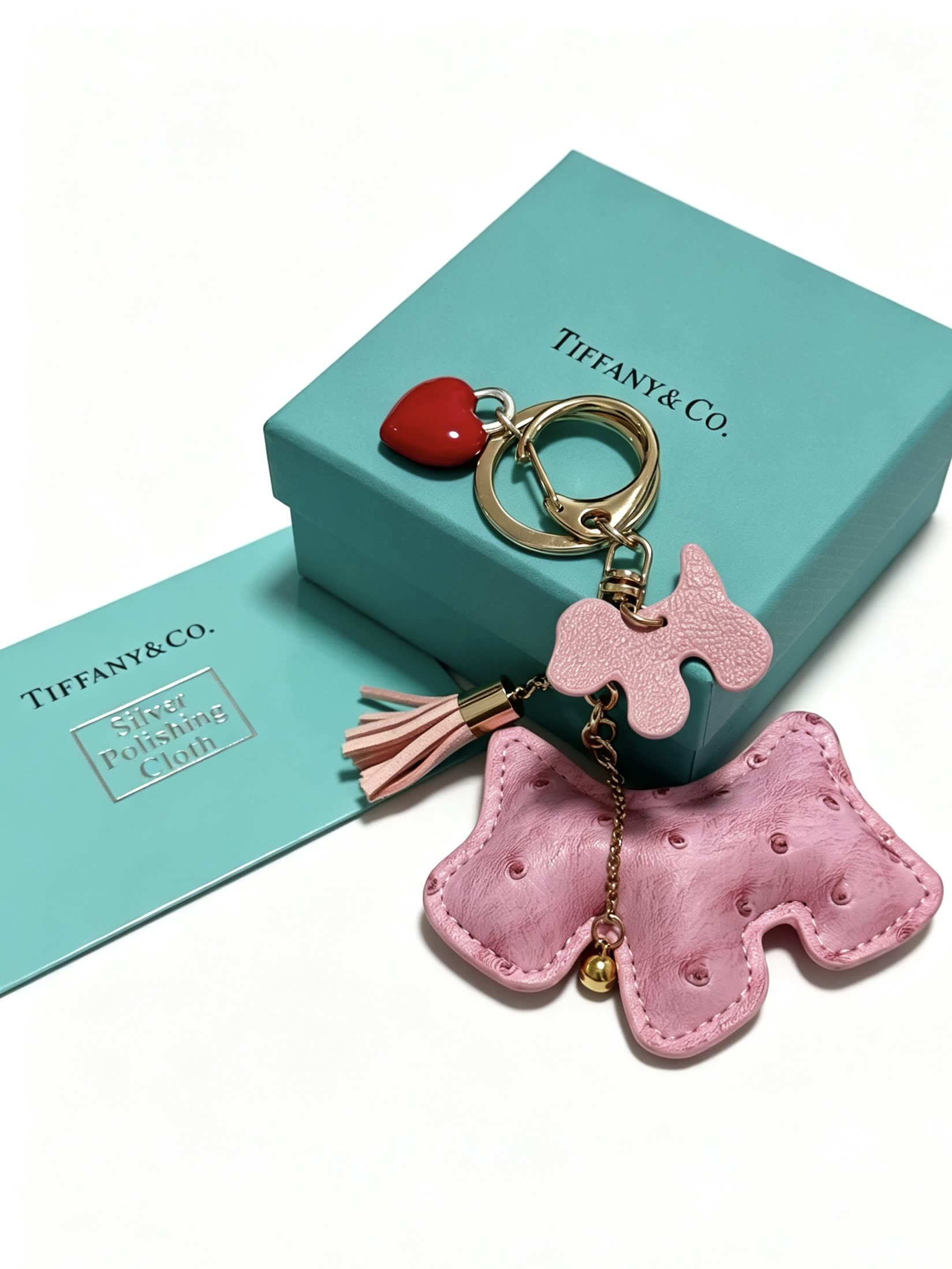 Tiffany & Co. Pink Dog Charm Keychain